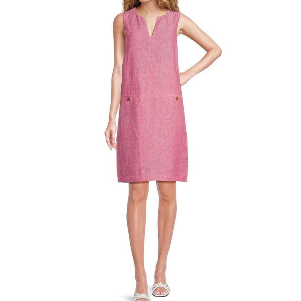 J. McLaughlin Women’s Sleeveless Pink Linen Rue Dress Pockets Small NEW
